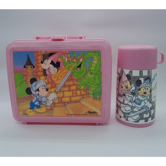 Aladdin Other - Mickey Mouse & Minnie Knights Thermos Pink Aladdin Vtg Lunch Box